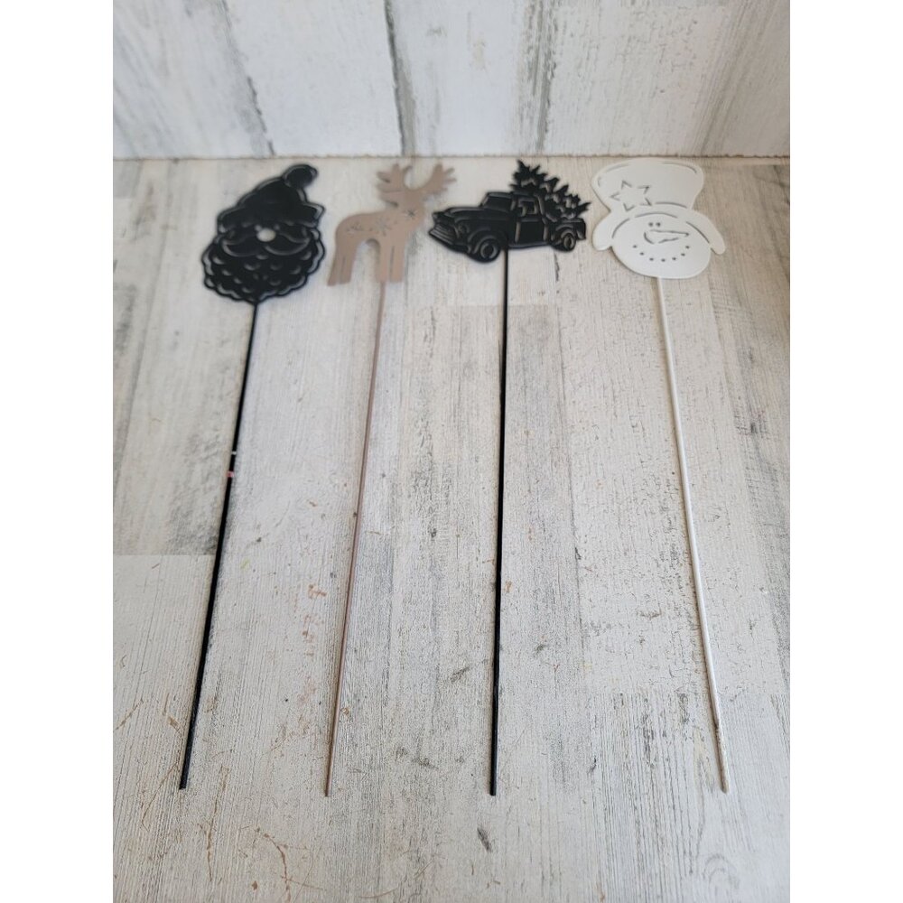 Large Santa snowman metal picks Xmas flower garden yard decor set‎